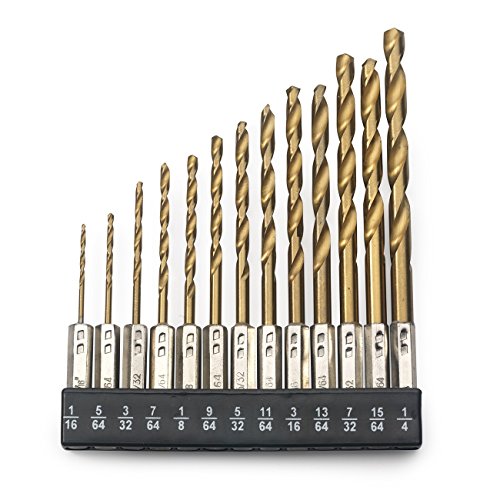 Tooluxe 10171L 1/4” Hex Shank Titanium Drill Bit Set 13 Piece