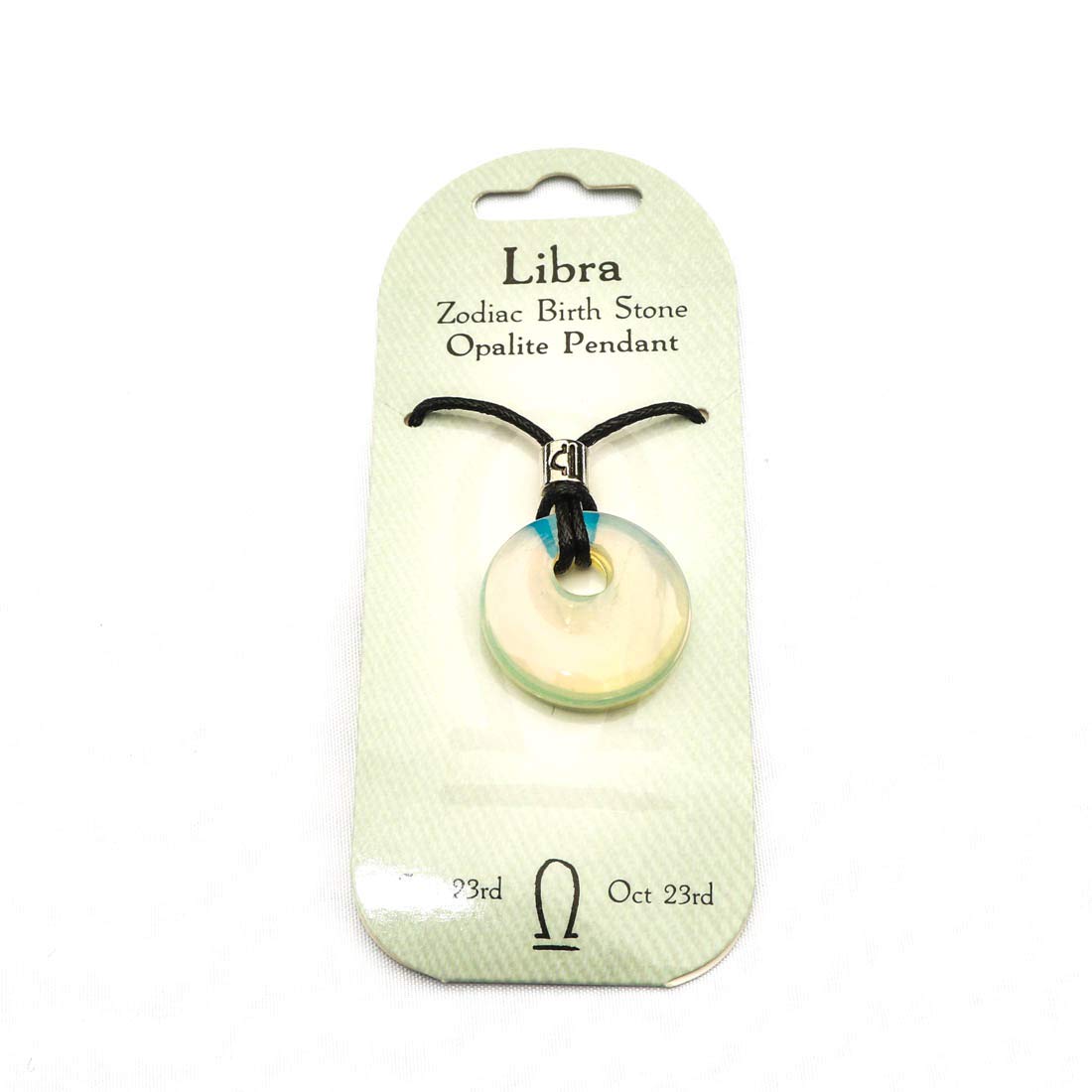 British Fossils Libra Zodiac Opalite Donut Pendant with Leather Thong …