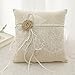 RIMOBUL Wedding Ring Pillow, Bearer Pillow Lace & Flower Ring Cushion for Beach Wedding Party Ceremony 8.2
