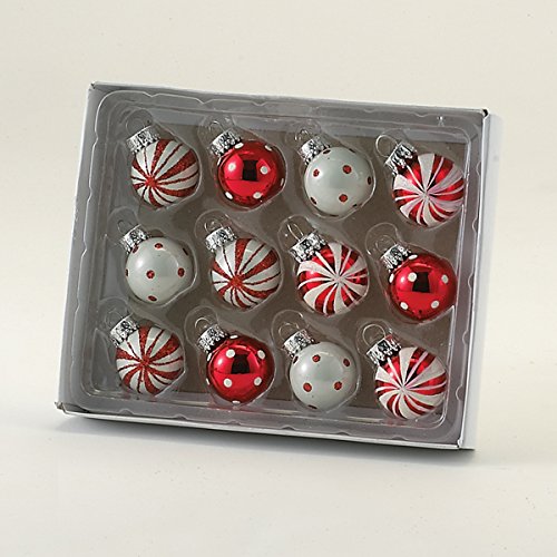 Kurt Adler Polka Dot And Peppermint Stripe Ball Ornament