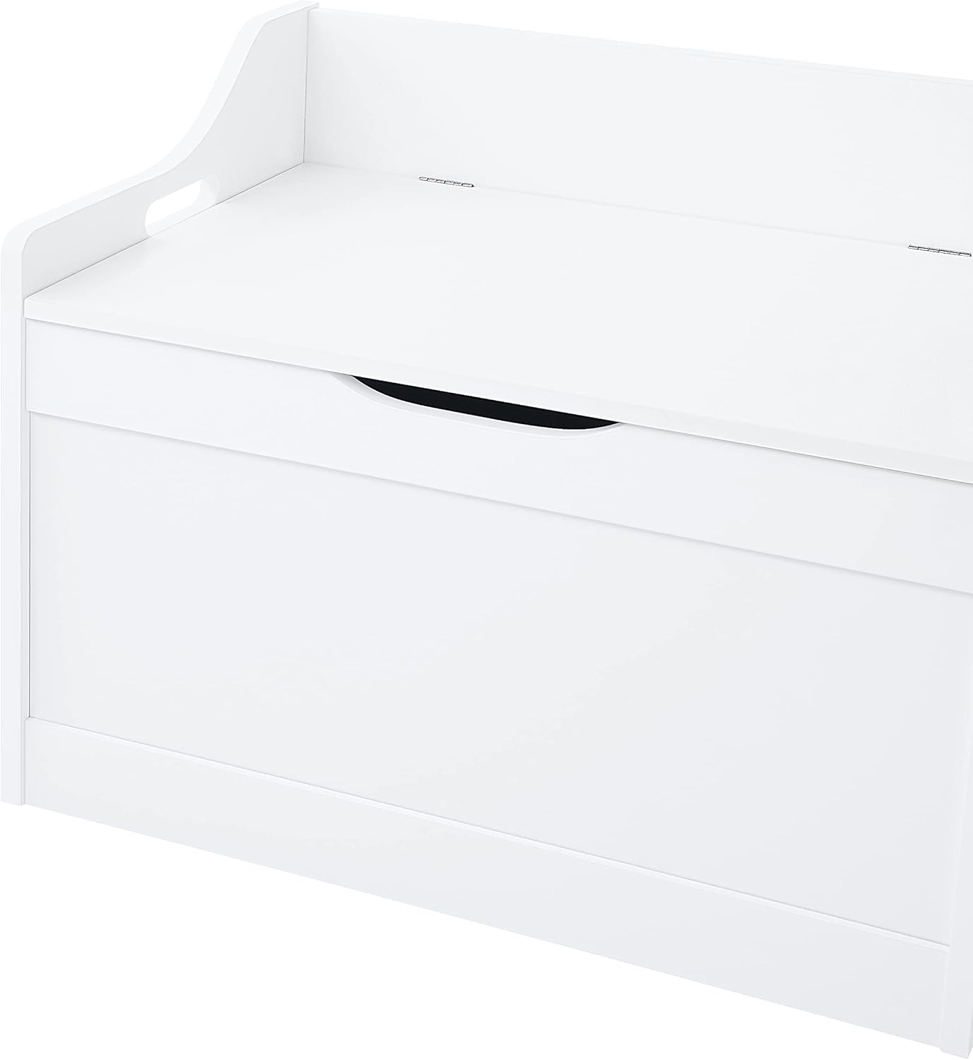 RAAMZO Wood Modern Storage Bench Toy Box Blanket Chest Trunk with Safety Hinged Lid in White Finish: Home Improvement