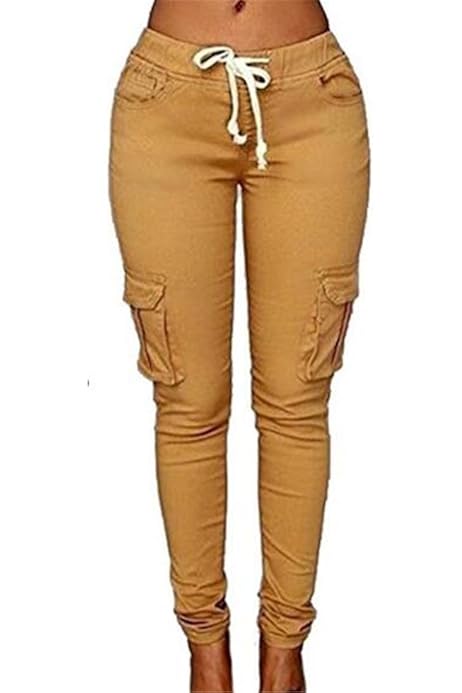 khaki drawstring cargo joggers