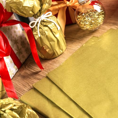 Koogel 86 Sheets Gold Metallic Tissue Paper, 20 x 14 Inch Tissue Paper for Gift Bags Gift Wrapping Tissue Paper for DIY Crafts Wedding Birthday Christmas