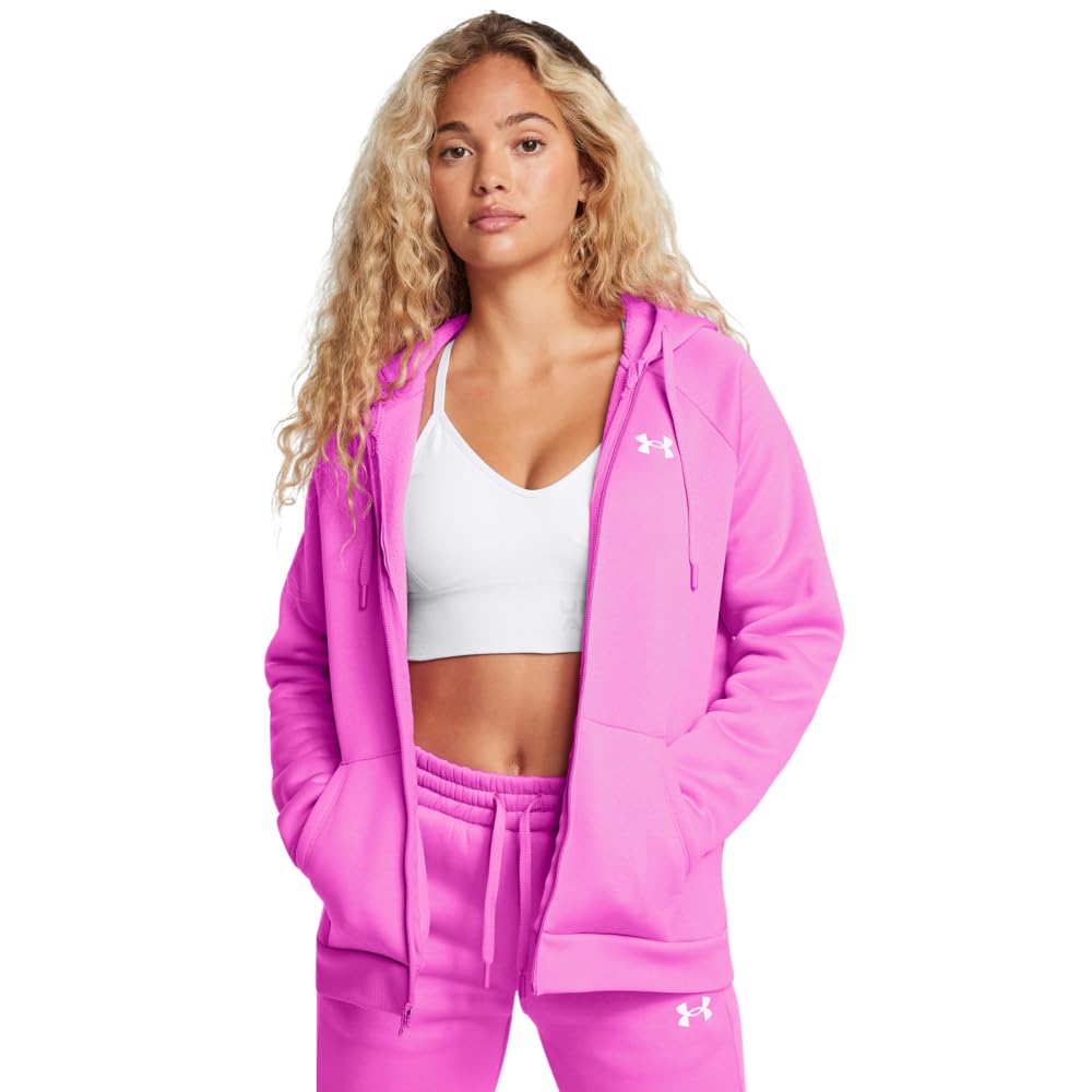 Under Armour Women’s Armour Fleece Full Zip, (572) Vivid Magenta / / White, X-Small