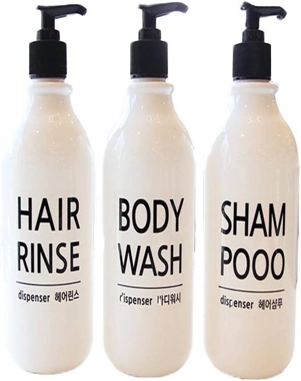CNC Pack of 3, Plastic Pump Bottle with Label, Soap Dispenser Bottle, Empty, 16 oz Each (Gothic Type)