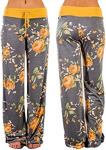 Womens Drawstring Pants,Vanvler Ladies Floral Lounge Pants | Leggings Palazzo { Wide Leg Pants Plus Size} (3XL, Yellow)
