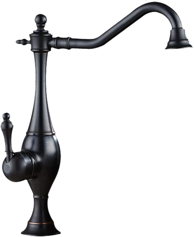 JRUIA Antik High Black Bath Basin Sink Tap Single Lever Mixer Water Taps Faucet with 360 Degree Swivel Spout in Brass for Bathroom