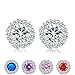 Bamoer Cubic Zirconia Platinum Plated Flower Design Round Stud Earrings