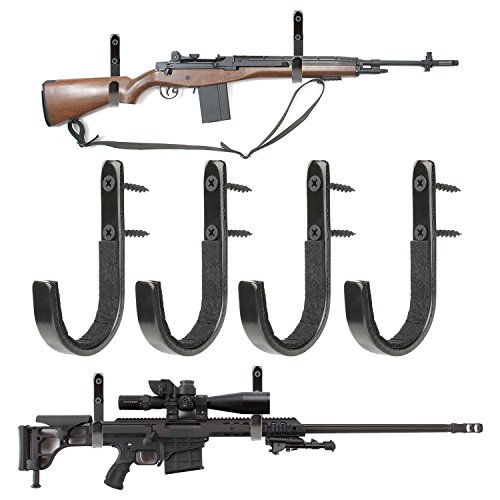 GOHIKING Gun Rack Storage Shotgun Firearms Hooks Wall Mount Hangers for Any Rifles Shotguns Archery Bow with Soft Padding and Heavy Duty Steel (Black/3Set)