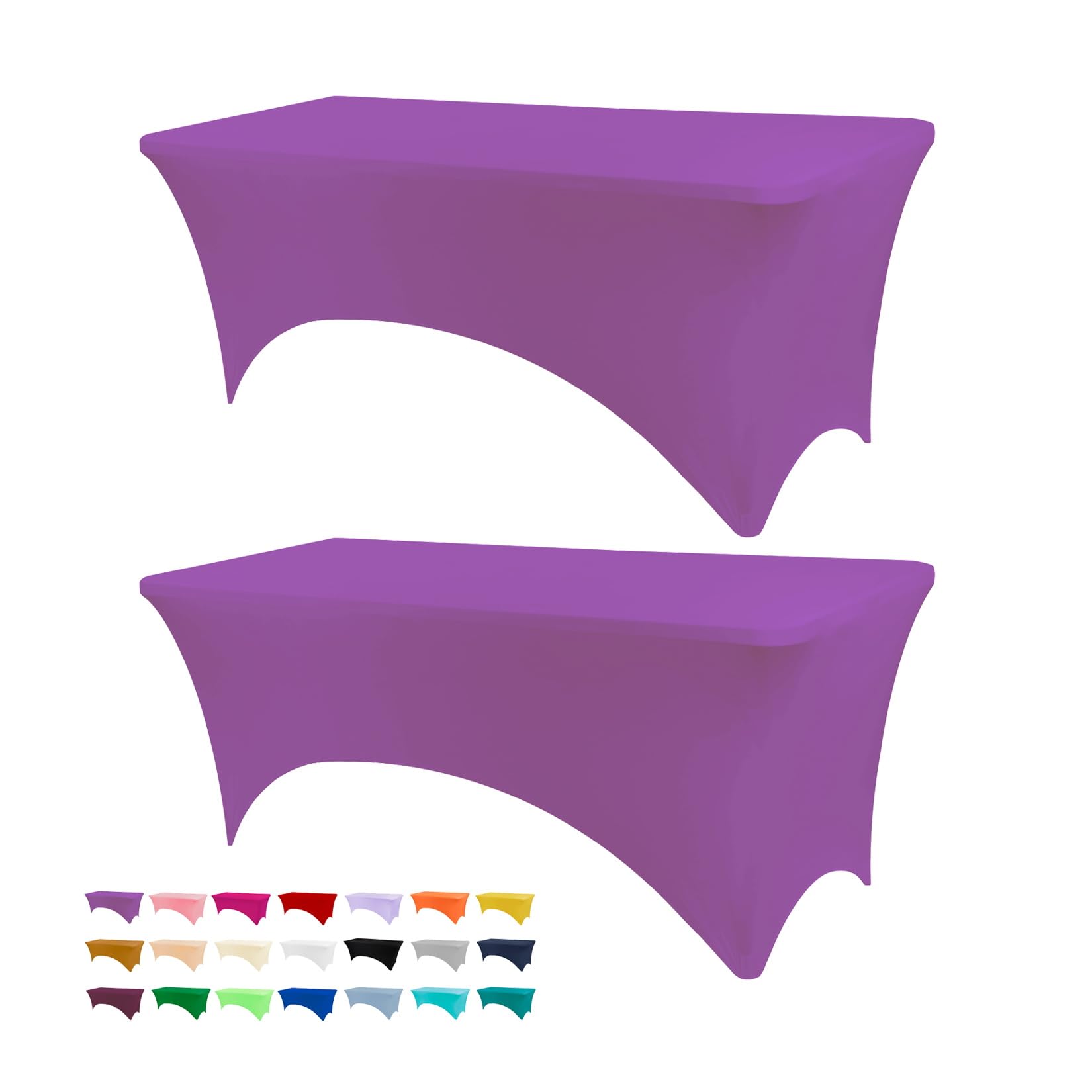 BDDC Purple Rectangular Tablecloth 2 Pack 6FT, Fits Tables Size 183Lx76W x76H cm, Wrinkle Resistant Stretch Fabric for Event, Wedding, Banquet & Parties