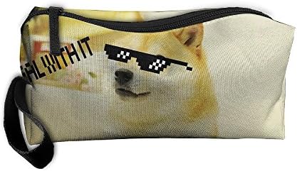 Portable Pencil Bag Coin Purse Pouch Stationery Storage Organizer Case Cosmetic Makeup Brush Holder With Durable Zipper For Students Office - Doge