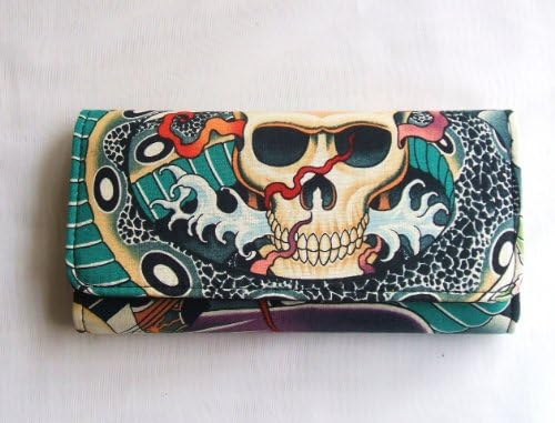 Zen Charmer Skull Cotton Tri Fold Clutch Wallet