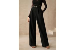 Women’s High Waisted Wide Leg Dress Pants Tailored Suit Trousers with Belt Loops for Office Daily Casual Outfits Work Commute