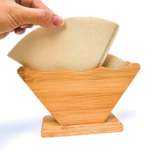 Coffee Filter Holder QBOSO Bamboo Fan Shape Filter Stand,Coffee Filter