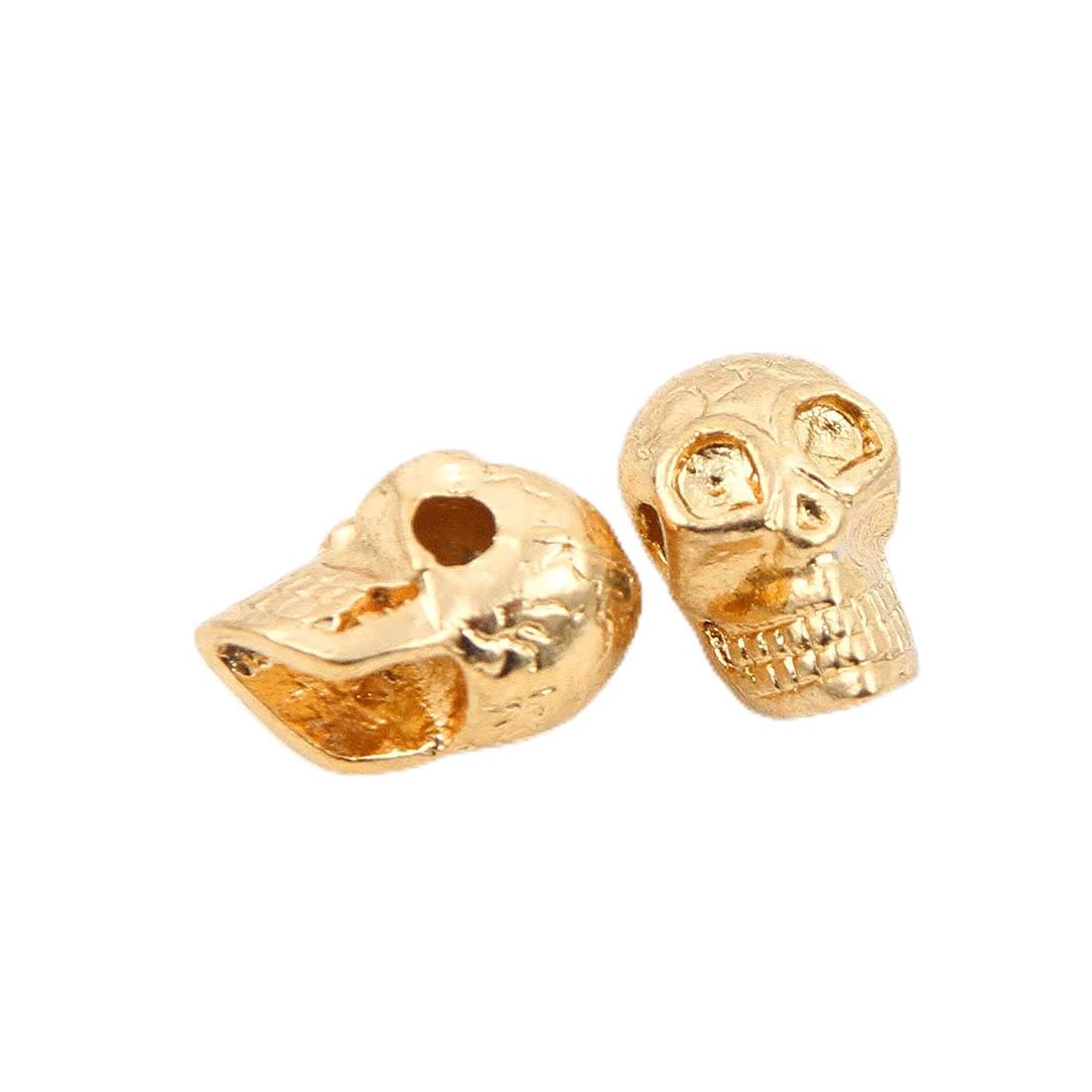 20 Skull Spacer Beads 12 mm Skull Gold Colour Metal Beads for Necklace Charm Bracelets Crafts Making