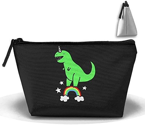 Rainbow Dinasaur Cosmetic Bags Organizer Portable Pouch Trapezoidal Storage Cosmetic Bag