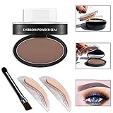 Wisdompark Professional Eyes Makeup Brow Stamp Seal Eyebrow Powder Waterproof Grey Brown Eye Brow Powder with Eyebrow Stencils Brush Tools (light brown)