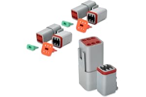PARANNIC DT04-6P DT06-6S DT 6 Pin Way Gray Connector 2 Set, Size 16 Solid Contacts 14-18AWG Waterproof Electrical Wire Connector with Seal Plug for Truck, Off-Road Vehicles, Marine, Motorcycle Wiring