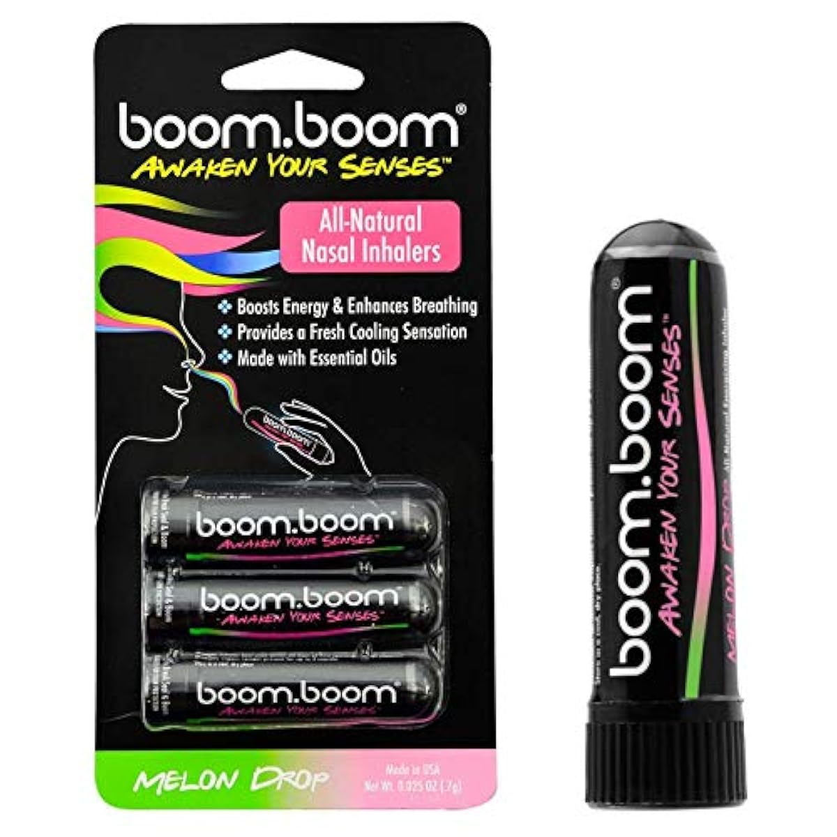 Aromatherapy Nasal Inhaler (3 Pack) by BoomBoom Boosts Focus Enhances