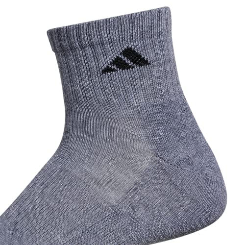adidas Men's Athletic Cushioned Quarter Socks (6Pair), Heather Grey
