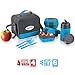 Lunch Box Bag Set for Adults and Kids ~ Pinnacle Insulated Leakproof Thermo Lunch KitLunch BagThermo bottle2 Lunch ContainerMatching Cutlery ~Blue