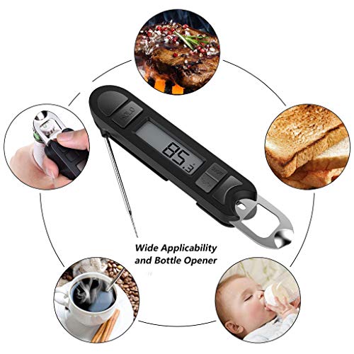 JDgoods Digital Instant Read Meat Thermometer with Super Long Folding Probe Calibration Function for Kitchen Cooking Food Candy, BBQ Grill, Smokers, Milk, Yogurt, Jam
