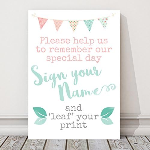 Purple Scrunch Pretty Bunting Wedding Fingerprint Tree Table Sign (CCC)