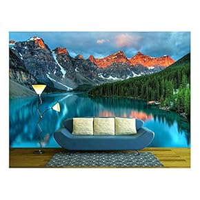 Taken at The Peak of Color During The Morning Sunrise at Moraine Lake in Banff National Park - Removable Wall Mural | Self-Adhesive Large Wallpaper - 66x96 inches