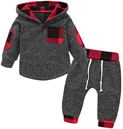 Infant Baby Girls Boy Plaid Hoodie+ Floral Pant Set Leggings 2 Piece Toddler Sweatsuit Outfits