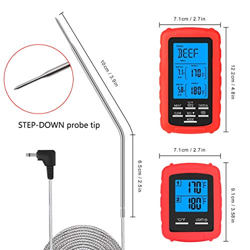 Pansonite Wireless Remote Digital Cooking Food Thermometer Meat Thermometer for Grilling Oven Kitchen Smoker BBQ Grill Thermometer with Dual Probe, 230 Feet Range