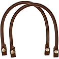 Semetall Replacement Straps for Handbags 2 Pcs 0.5'' Wide 15.7" PU Leather Handbag Handles Brown Replacement Purse Strap,Leather Handles for Bags