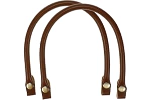 Semetall Replacement Straps for Handbags 2 Pcs 0.5'' Wide 15.7" PU Leather Handbag Handles Brown Replacement Purse Strap,Leather Handles for Bags
