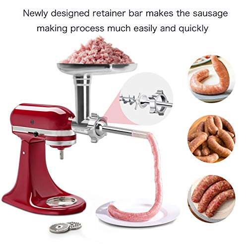 Metal Food Grinder Attachment for KitchenAid Stand Mixers Includes 2