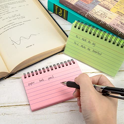 Koogel 500 pieces Index Cards, 10 Pads Ruled Notecards with Protective Covers 5 Colors Flash Cards with Spiral for Office Learning Note Taking To Do List