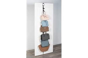 J&V TEXTILES Over-The-Door Handbag and Purse Organizer for 8 Handbags or Purses. Black