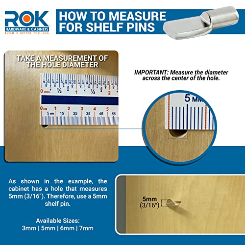 50 Pack Rok Hardware Heavy Duty 1/4 inch (6.35mm) Shelf Pin Spoon