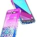 Galaxy J7 Prime Case, J7 Sky Pro /J7 V /J7 Perx/Galaxy Halo w/[Tempered Glass Screen Protector], NageBee Glitter Liquid Quicksand Sparkle Shockproof Cute Case for Samsung Galaxy J7 2017 -Purple/Blue