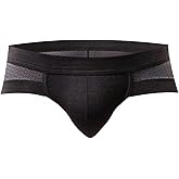 Evankin Mens Underwear Brief Sexy Mesh Hollow out Underpants Natural Fiber Low Rise U Pouch for Men Pack Lingerie