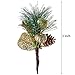 TINGOR 4 Pack Gold Glitter Christmas Picks with Artificial Pine Cone and Leaves for Christmas Flower Arrangements Wreaths and Holiday Decorations