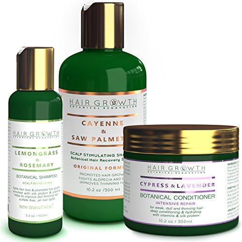 STEPS 2 &amp; 3 Value Set: Cayenne/Capsaicin - Saw Palmetto Natural Hair Growth Shampoo and Anti Hair Loss Conditioner For Hair Loss and Hair Thinning Prevention