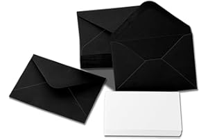 RINRDA 50 Packs of Gift Card Envelopes with Blank Cards，4x2.75 Mini Envelope Business card envelope (50, Black, 4x2.75)