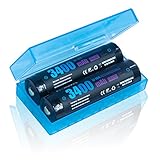 [2 pack] ROKKES LI34 Li-ion PROTECTED 18650 Battery 3.7V 18650 3400mAh Rechargeable High 18650 Drain Performance Positive Protection Flashlight batteries Panasonic Cell+SEIKO PCB,Battery Case Included
