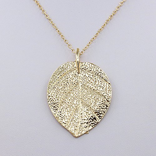 NIANPU Gold Leaf Long Section Pendant Necklace