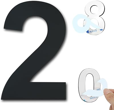 Ywonoby 3 Inch Stainless Steel House Numbers Black 2 Pack Self Adhesive