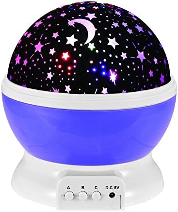 TankeDirect LED Night Lighting Lamps Moon Star Projector 4 LED 360 Degree Room Cosmos Lamp with USB Cable (purple)