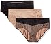 Warner's Women's Blissful Benefits No Muffin Top 3 Pack Hipster Panties, Black/Toasted Almond/lace dot Print, 2XL primary