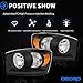 For 2006-2008 Dodge Ram 1500 2500 Headlights, 06-09 Ram 2500 3500 Diamond Black Pickup 4Dr & 2Dr Truck Amber Reflector Clear Lens Headlamps Set (Left+Right), 2-Yr Warranty