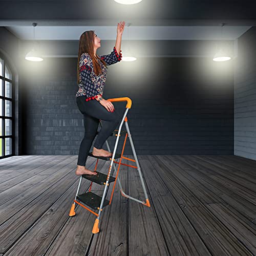 Parasnath Orange Diamond Heavy Folding Ladder with Wide Steps 4 Steps 4 ...