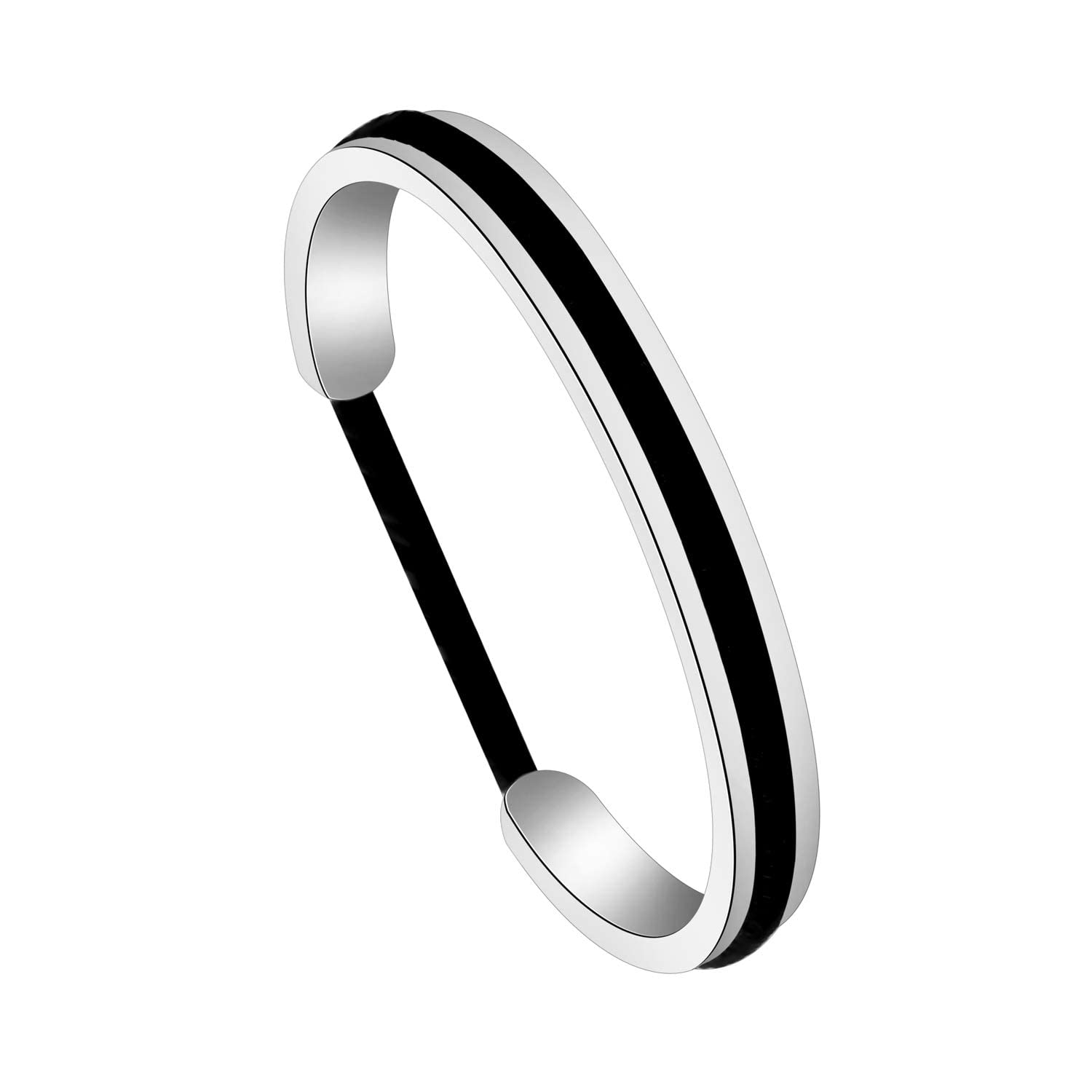 Zuo Bao Stainless Steel Grooved Hair Bracelet for Women and Girls, 2.4 inches, Stainless Steel, NA.