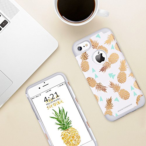 iPhone 8 Case, Pineapple iPhone 7 Case, BENTOBEN Ultra Slim Gold Pineapple Design Hard PC Soft